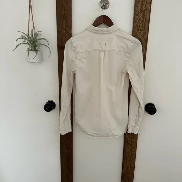 Madewell Denim Shirt Women’s Size XS Long Sleeve Popover Shirt Off-White Western - Picture 12 of 16